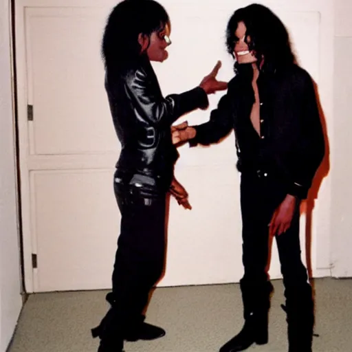 Prompt: michael jackson meeting black michael jackson