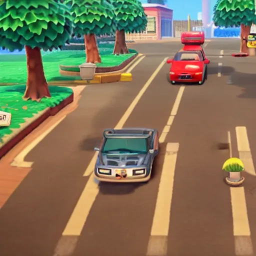 Image similar to screenshot of carjacking on skid row in animal crossing