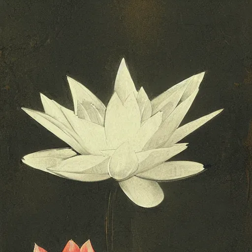 Prompt: a black lotus, fresco by francisco goya