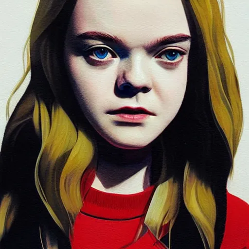 Image similar to Elle Fanning in Breaking Bad picture by Sachin Teng, asymmetrical, dark vibes, Realistic Painting , Organic painting, Matte Painting, geometric shapes, hard edges, graffiti, street art:2 by Sachin Teng:4