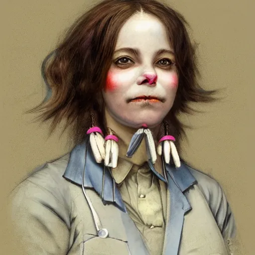 Image similar to clowncore pastel punk young hospital nurse wearing stylish uniform. detailed, portrait, 8 k, artwork by jean - baptiste monge