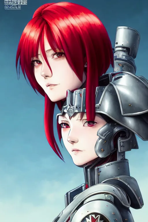 Image similar to portrait of Anime sister of battle, Warhammer 40000, cute-fine-face, red-short-hair pretty face, realistic shaded Perfect face, fine details. Anime. realistic shaded lighting by Ilya Kuvshinov katsuhiro otomo ghost-in-the-shell, magali villeneuve, artgerm, rutkowski, WLOP Jeremy Lipkin and Giuseppe Dangelico Pino and Michael Garmash and Rob Rey