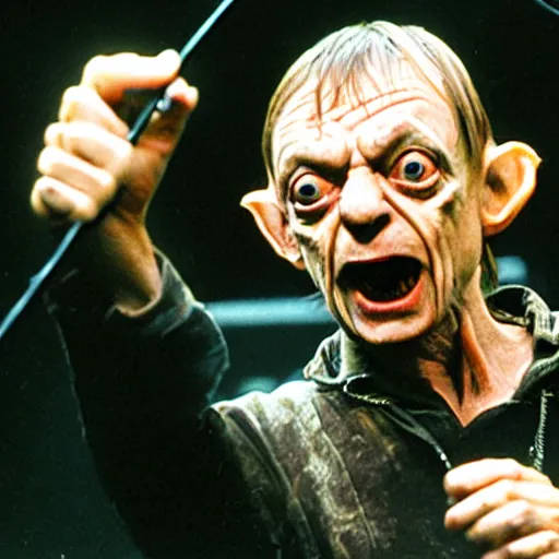 Prompt: mark e smith as gollum with the ring of power