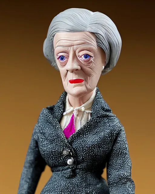 Prompt: dame maggie smith, stop motion vinyl figure, plastic, toy