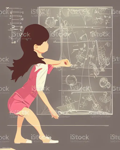 Image similar to a little girl in science lab experiment test tube microscope map. clean cel shaded vector art. minimalist illustration art by lois van baarle, artgerm, helen huang by makoto shinkai and ilya kuvshinov, rossdraws