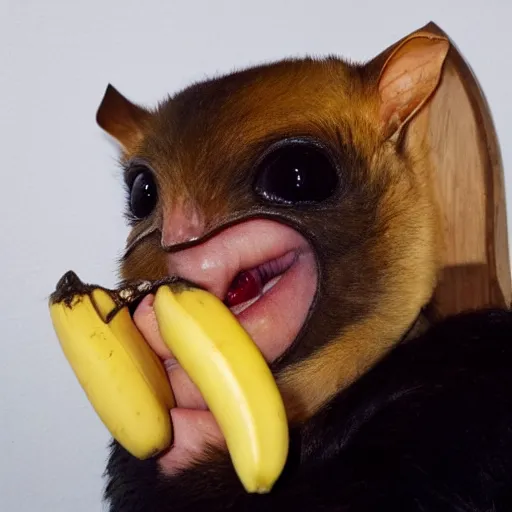 Prompt: a bat eating a banana