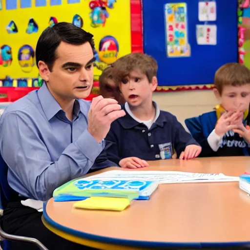 Prompt: Ben Shapiro debating a room of kindergartners