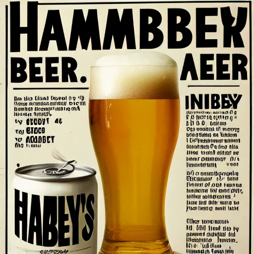 Prompt: a glossy magazine advertisement for hamby's beer