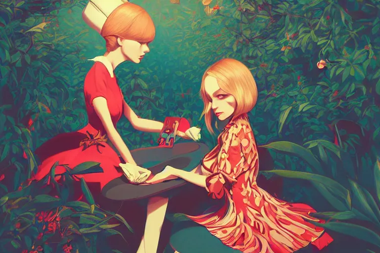 Prompt: alice in wonderland digital illustration by ilya kuvshinov