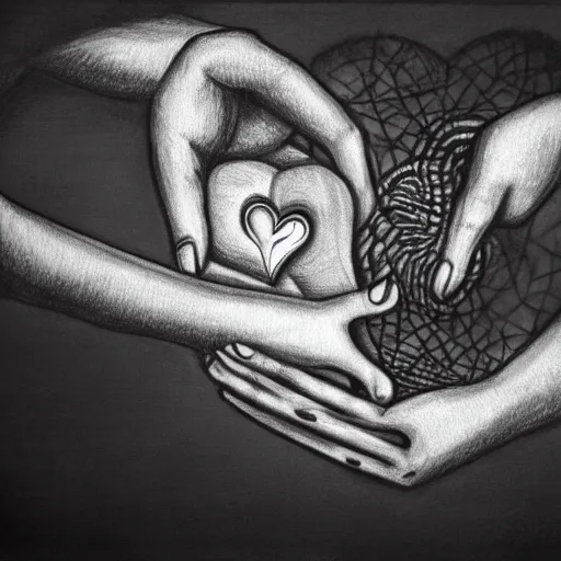 Image similar to drawing of hands ripping a heart into pieces, sadness, dark ambiance, concept by Godfrey Blow, featured on deviantart, sots art, lyco art, artwork, photoillustration, poster art