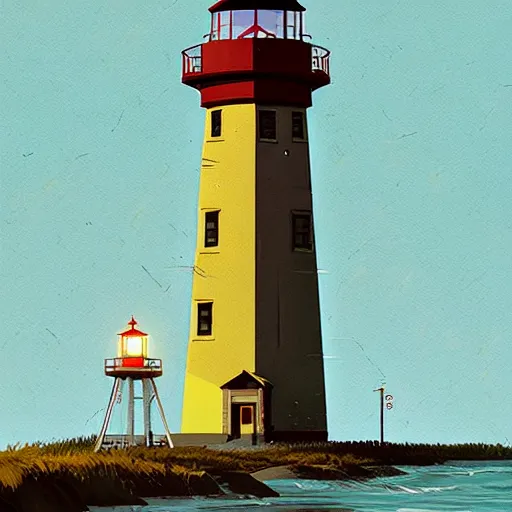 Prompt: lighthouse by simon stalenhag