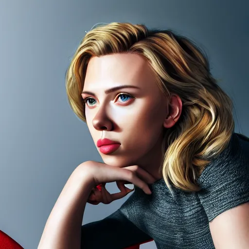 Prompt: scarlett johansson sitting on a couch, highly detailed, photorealistic portrait, bright studio setting, studio lighting, crisp quality and light reflections, unreal engine 5 quality render