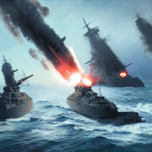 Prompt: united kingdom navy exploding by greg rutkowski