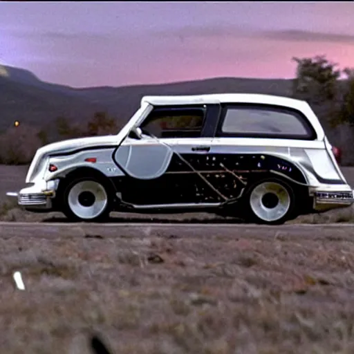 Image similar to pt cruiser time machine, photo still from the movie back to the future