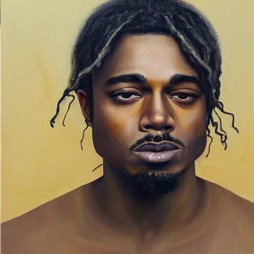 Prompt: a portait of a human being that looks like a mix of kanye west, brad pitt, michael jackson, and the grim reapper, in the style of oil on canvas,