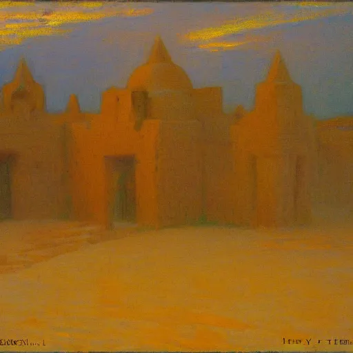 Image similar to timbuktu, by henry ossawa tanner, at sunrise