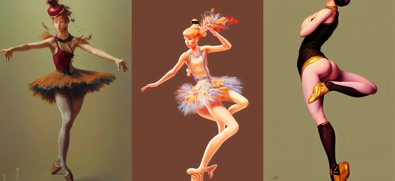Prompt: fanciful and wimsical oil painting of a female human dancer, Tes, character study, highly detailed, digital painting, artstation, concept art, sharp focus, illustration, art by range murata and hamada yoshikazu