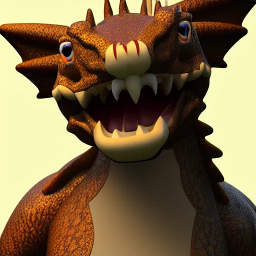 Image similar to an inflatable dragon is standing in the air, a character portrait by toyen, polycount, plasticien, rendered in maya, daz 3 d, 3 d