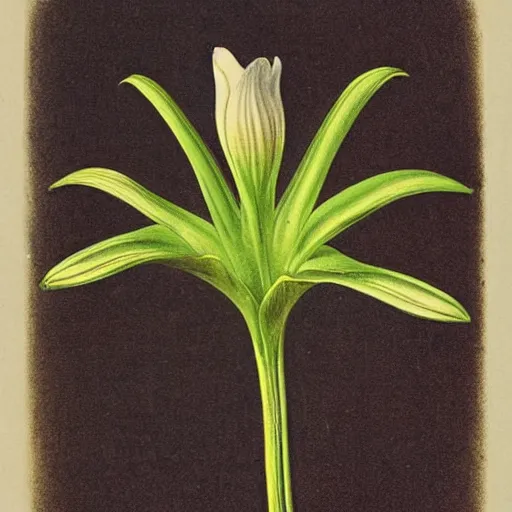 Prompt: “antique, hand-colored lithograph of a lily, by Elizabeth Twinning”