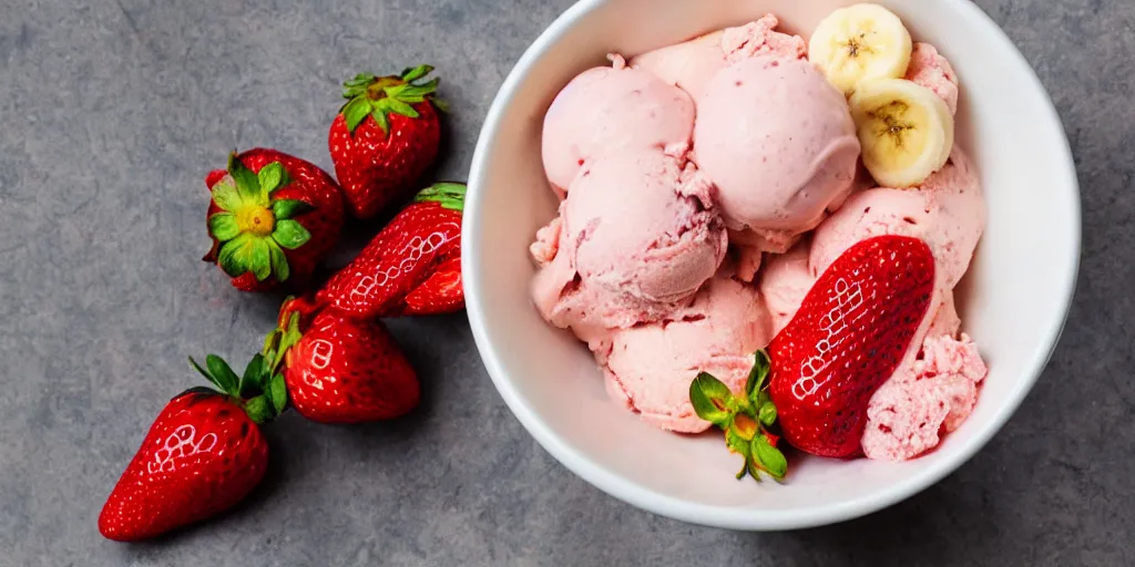 Image similar to realistic strawberry and banana ice cream