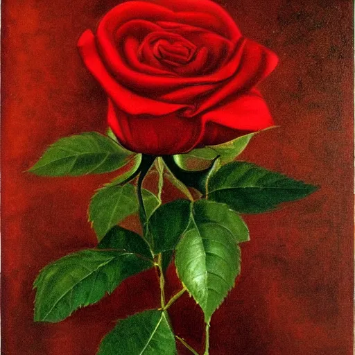 Image similar to red rose, da vinci painting