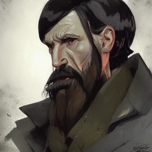 Image similar to portrait of rasputin in team fortress 2 style, epic, tragic, military art, fantasy, dieselpunk, hd shot, digital portrait, beautiful, artstation, comic style, by artgerm, guy denning, jakub rozalski, magali villeneuve and charlie bowater