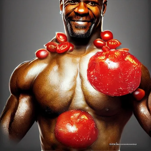 Prompt: terry crews made of tomatoes, concept art, detailed