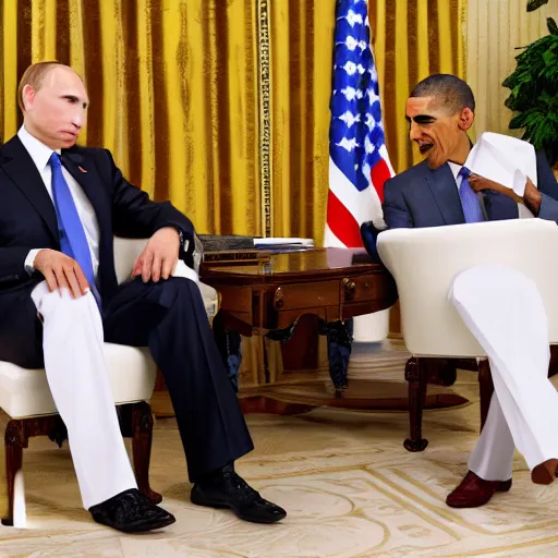 Image similar to obama and putin sitting on a toilet, 8 k resolution, realistic faces, hyper detailed