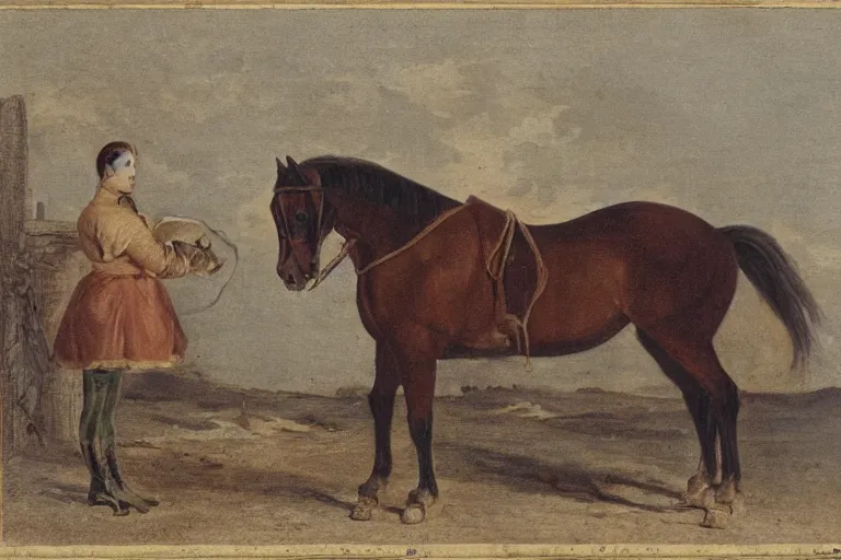 Image similar to horse sitting on a horse, arstation