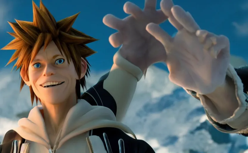 Image similar to Willem Dafoe as Sora in 'Kingdom Hearts: Fate of Light' (2017), movie still frame, oscar nominated cinematography, volumetric lighting, 8k resolution