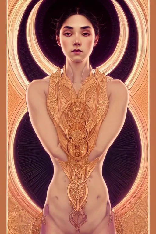 Image similar to symmetry!! intense fanart of 4 / 4 full front pose of a young sensual moon goddess, protagonist, intricate, elegant, highly detailed, my rendition, digital painting, artstation, concept art, perfect, smooth, sharp focus, illustration, art by artgerm, kilian eng, greg rutkowski and alphonse mucha