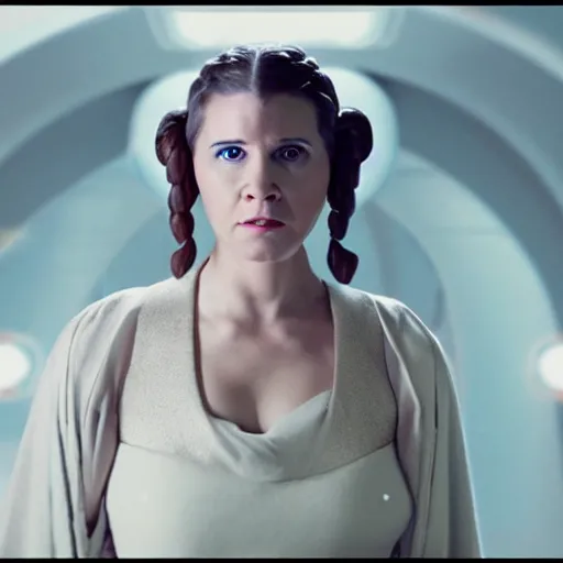 Image similar to rachel levine as princess leia in star wars episode 6, 8k resolution, full HD, cinematic lighting, award winning, anatomically correct