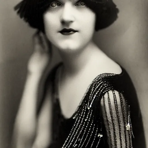 Image similar to photograph of a woman wearing flapper fashion, 1 9 2 0's, looking at the camera, aesthetic, elaborate, intricate, highly detailed, detailed face, photorealism, smooth, sharp focus, rim light, art by man ray,