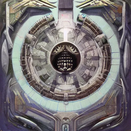 Prompt: a painting of the osmium court on fundament, destiny 2, the taken king, the witch queen, xivu arath, painting by h. r. giger, hive gods