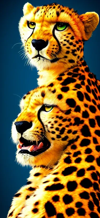 Prompt: a portrait photo of luffy as cheetah, side shot, by professional photographer, 8 k resolution, high quality