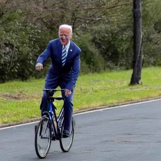 Image similar to Joe Biden riding a bicycle properly