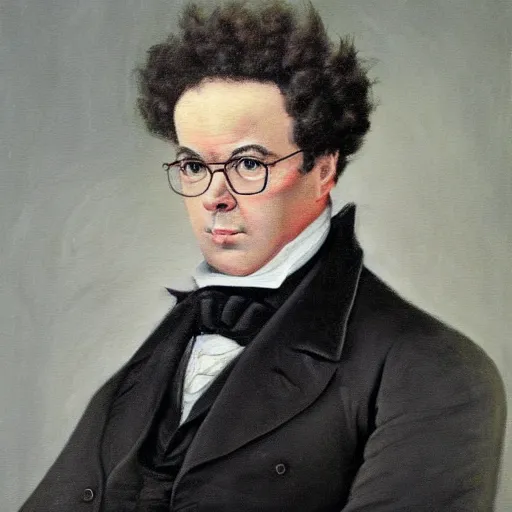 Image similar to realistic painting of old franz schubert at age 7 1, 1 / 4 headshot