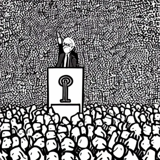 Image similar to bernie sanders speaking to a large audience, keith haring, detailed
