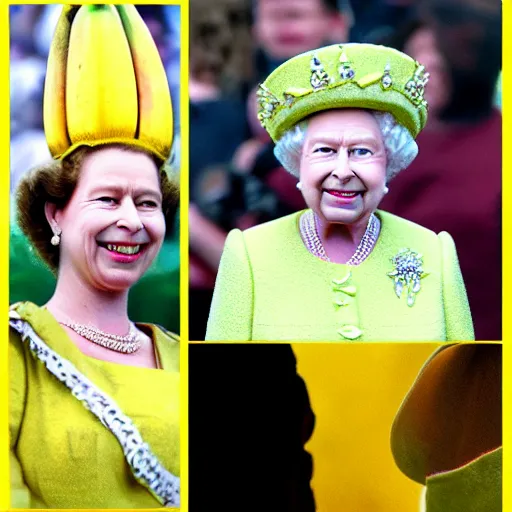 Image similar to queen banana elizabeth as a banana, she is a big ripe banana.