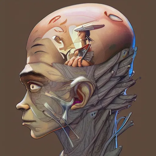 Image similar to humandesign mohawk projector portrait by gaston bussierre and charles vess and james jean and erik jones and rhads, inspired by rick and morty, epic, funny, huge scale, beautiful fine face features, intricate high details, sharp, ultradetailed