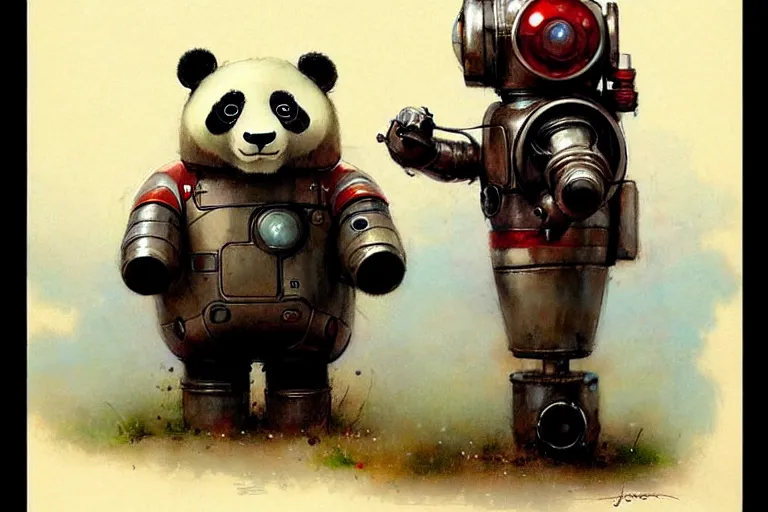 Image similar to adventurer ( ( ( ( ( 1 9 5 0 s retro future robot android panda. muted colors. ) ) ) ) ) by jean baptiste monge!!!!!!!!!!!!!!!!!!!!!!!!! chrome red