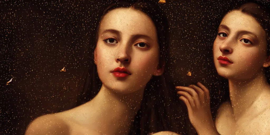 Prompt: beautiful oil matte portrait painting, women caught in a flower petal rain at the sahara desert, wonderful masterpiece highly detailed, beautiful cinematic light deep focus, elegant, digital painting, smooth, sharp focus, golden ratio, dramatic illumination, ultra realistic, 8 k, art by artemisia lomi gentileschi and caravaggio