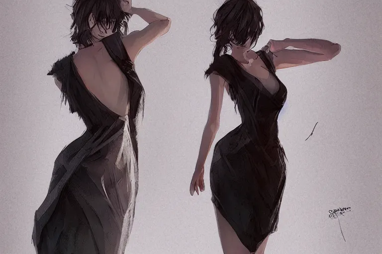 Prompt: a girl wearing backless dress, full body, gloomy, highly detailed, digital painting, artstation, concept art, smooth, sharp focus, illustration, art by Yoneyama Mai, Nishihara Isao