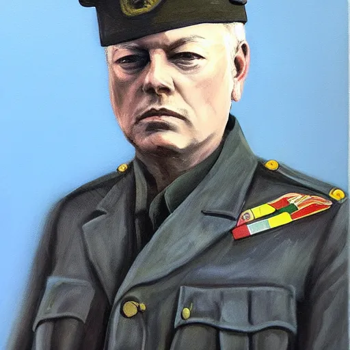 Prompt: “Oil painting of David Gilmour as a World War 1 general, 4k”