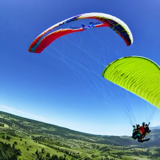 Image similar to hyperrealistic close shot of a turtle paragliding