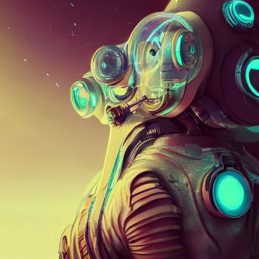 Image similar to hyperrealistic portrait of a squid monster astronaut, full body portrait, well lit, intricate abstract. cyberpunk, intricate artwork, by Tooth Wu, wlop, beeple. octane render,in the style of Jin Kagetsu, James Jean and wlop, highly detailed, sharp focus, intricate concept art, digital painting, ambient lighting, 4k, artstation