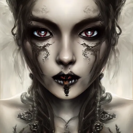 Image similar to a gothic girl with 4 arms with a beautiful face, young face, pretty face, beautiful detailed face, very detailed eyes, female art, intricate details, hyper detailed, artstation, 8 k resolution, high detail, digital painting