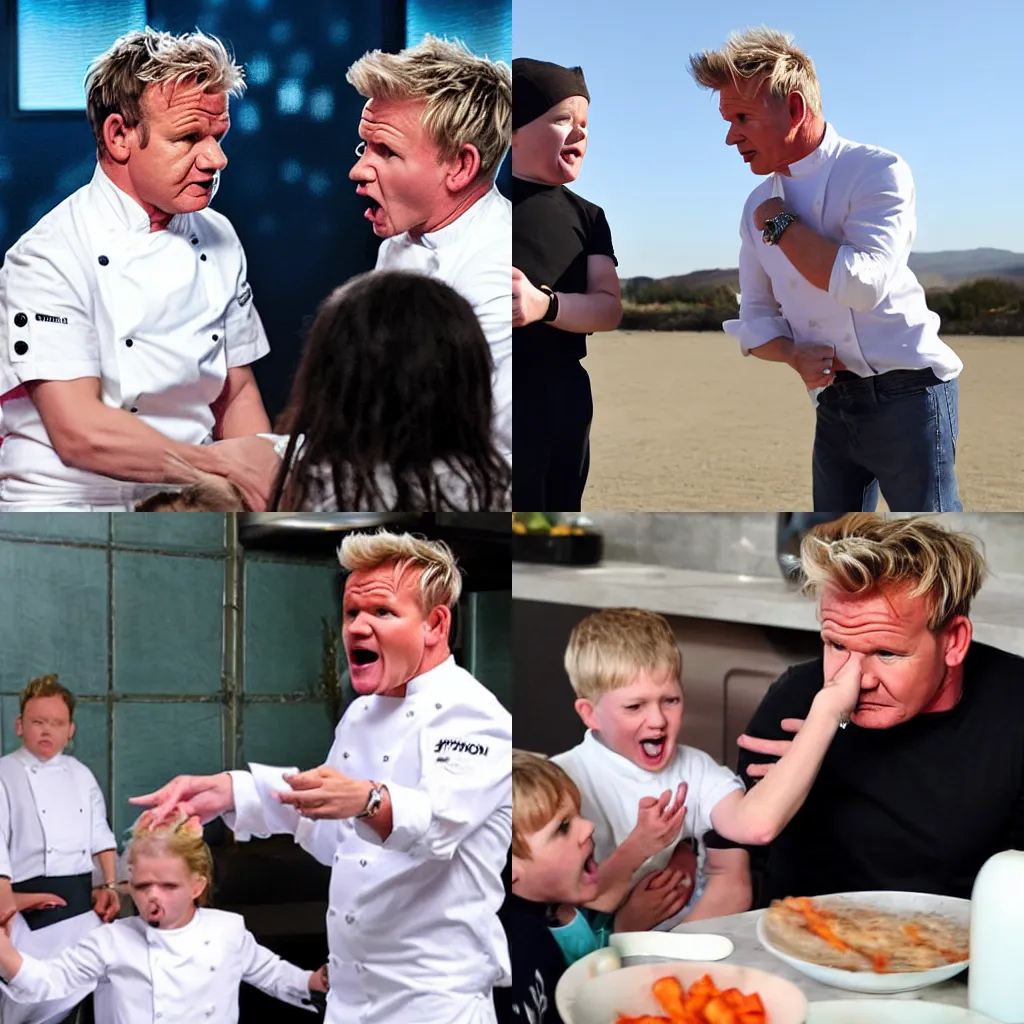 Prompt: Gordon Ramsay shouting at a child,