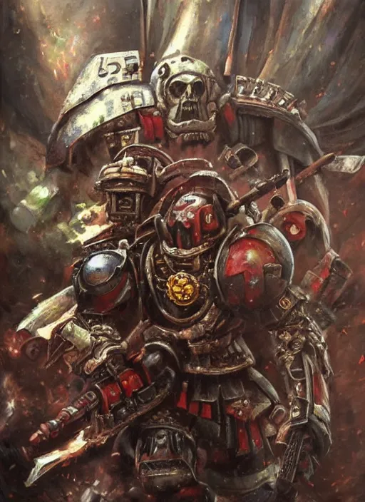 Image similar to Warhammer 40,000 at portrait，Oil canvas，Realism，Renaissance，Detailed Digital Art