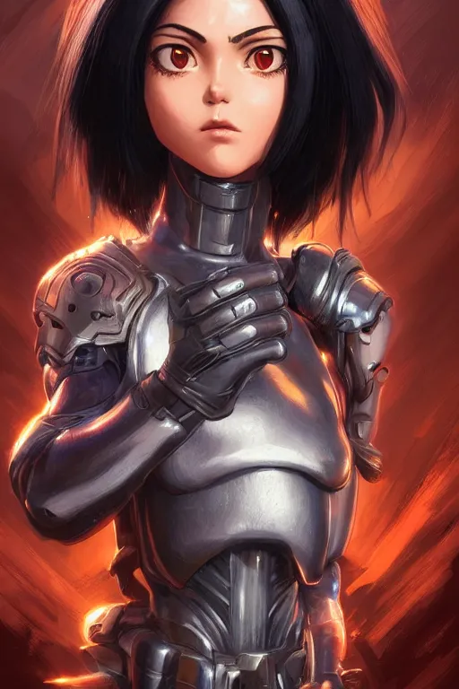 Image similar to battle angel alita, d & d, fantasy, portrait, highly detailed, headshot, digital painting, trending on artstation, concept art, sharp focus, illustration, art by artgerm and greg rutkowski and magali villeneuve